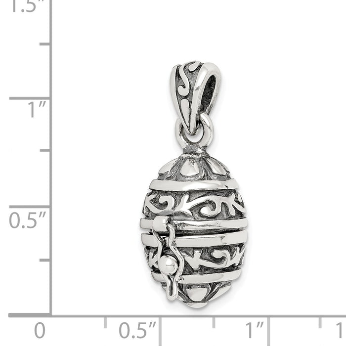 Million Charms 925 Sterling Silver Oval Prayer Box Pendant