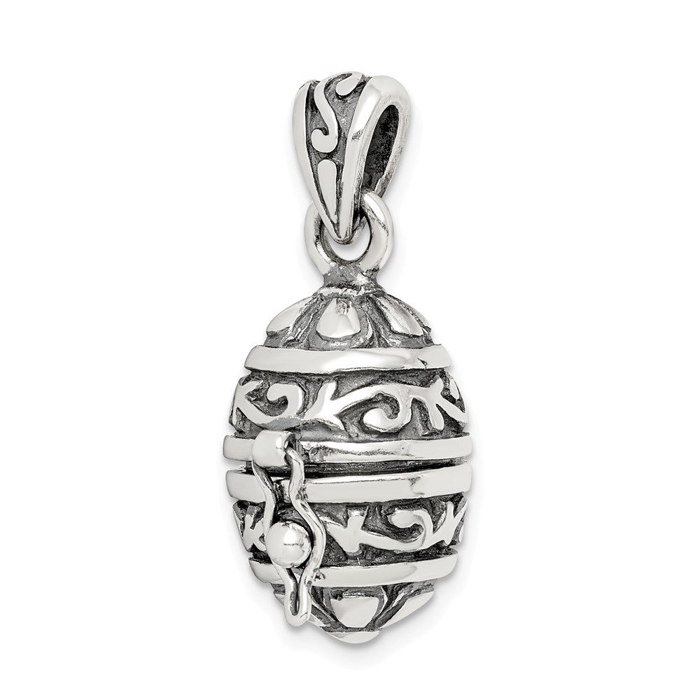 Million Charms 925 Sterling Silver Oval Prayer Box Pendant