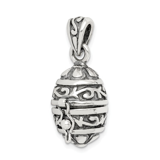 Million Charms 925 Sterling Silver Oval Prayer Box Pendant