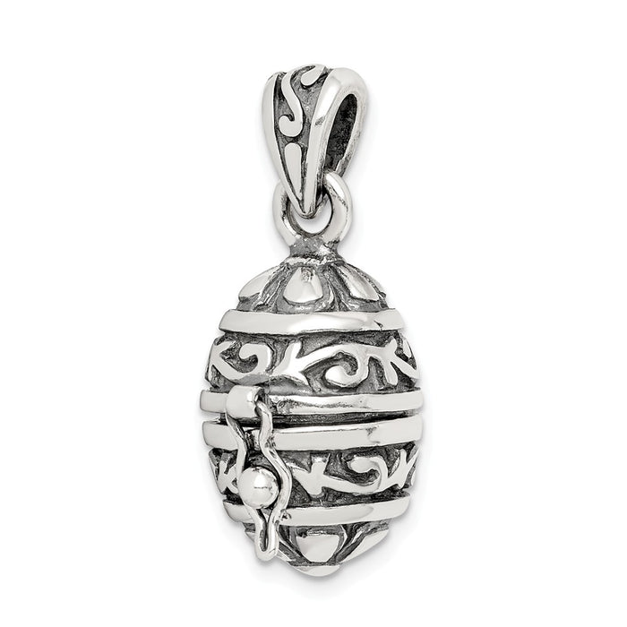 Million Charms 925 Sterling Silver Oval Prayer Box Pendant