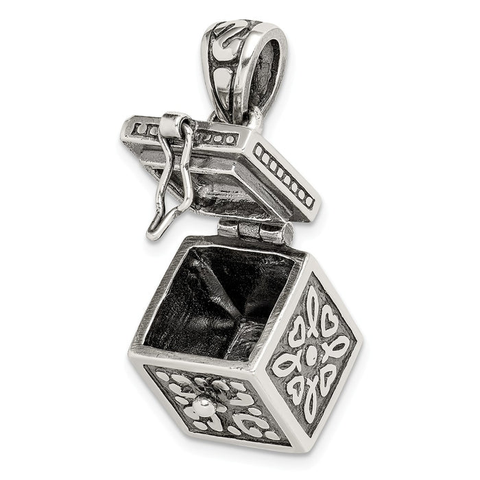 Million Charms 925 Sterling Silver Square Prayer Box Pendant