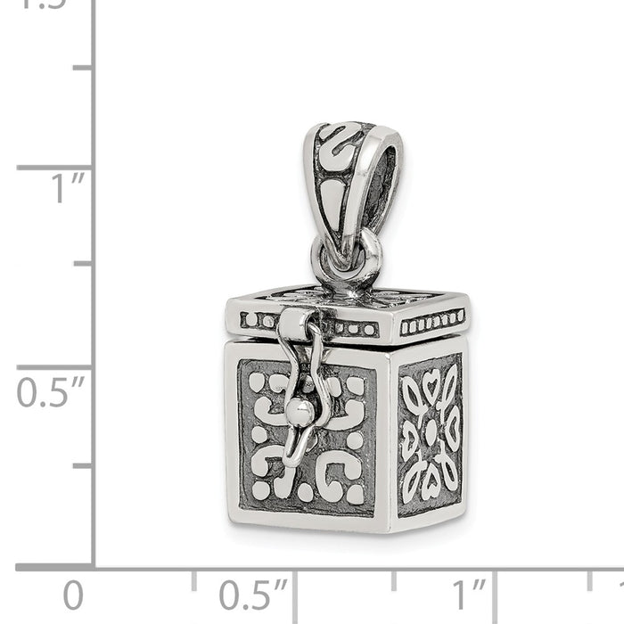 Million Charms 925 Sterling Silver Square Prayer Box Pendant