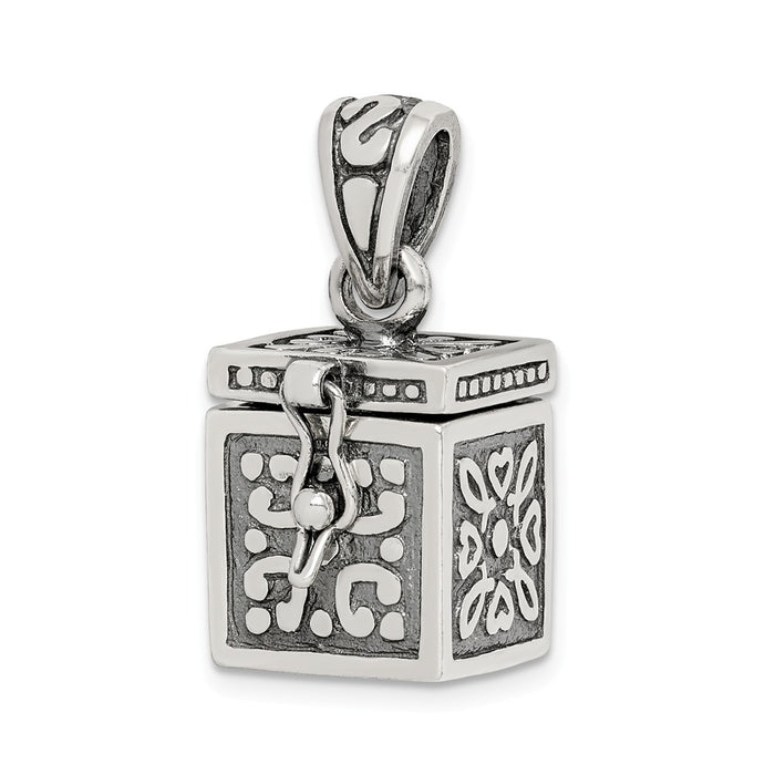 Million Charms 925 Sterling Silver Square Prayer Box Pendant