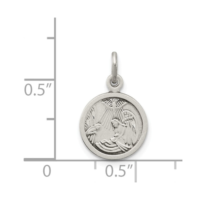 Million Charms 925 Sterling Silver Antiqued Religious Baptism Medal