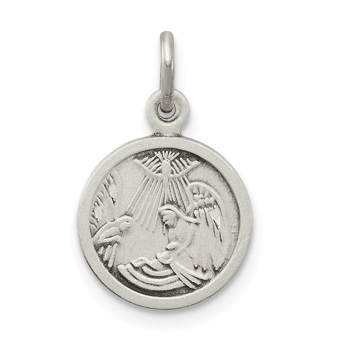 Million Charms 925 Sterling Silver Antiqued Religious Baptism Medal