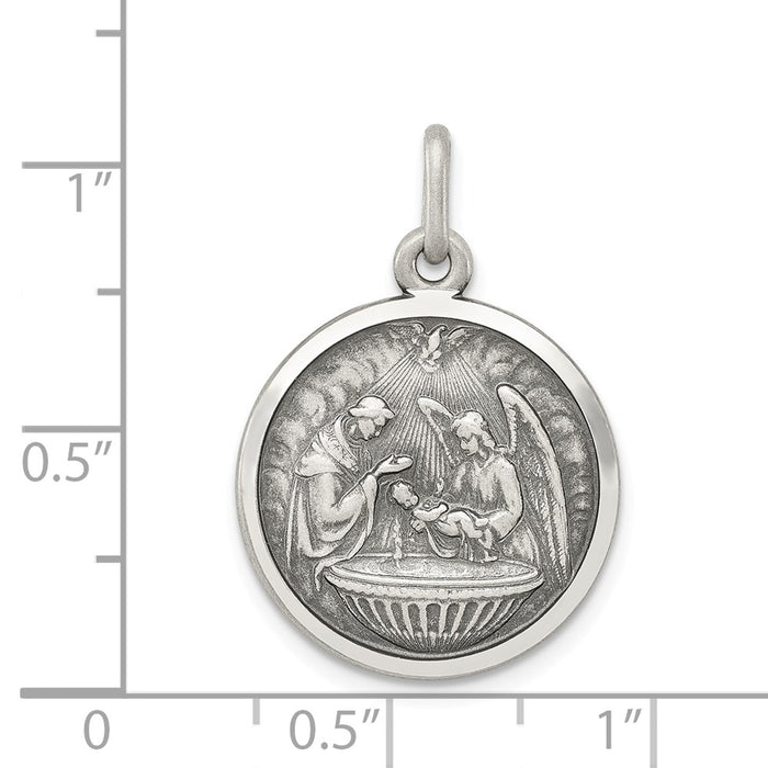Million Charms 925 Sterling Silver Religious Baptism Medal