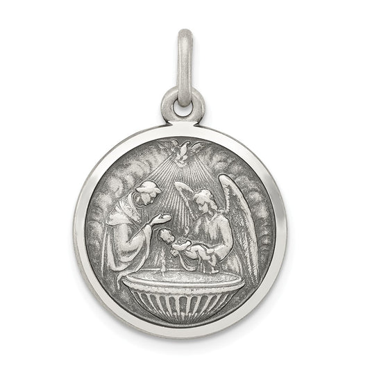Million Charms 925 Sterling Silver Religious Baptism Medal