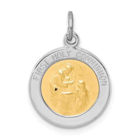 Million Charms 925 Sterling Silver Rhodium-Plated & Vermeil Religious Holy Communion Medal