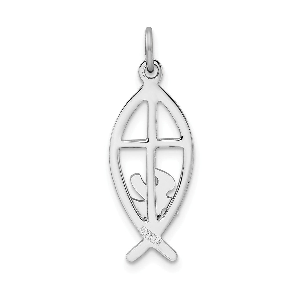 Million Charms 925 Sterling Silver Rhodium-Plated Ichthus Fish Charm