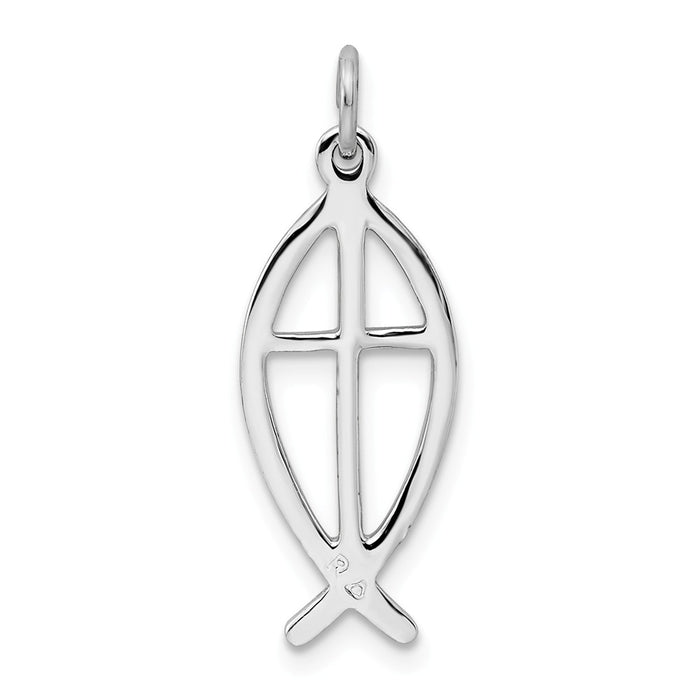 Million Charms 925 Sterling Silver Rhodium-Plated Ichthus Fish Charm