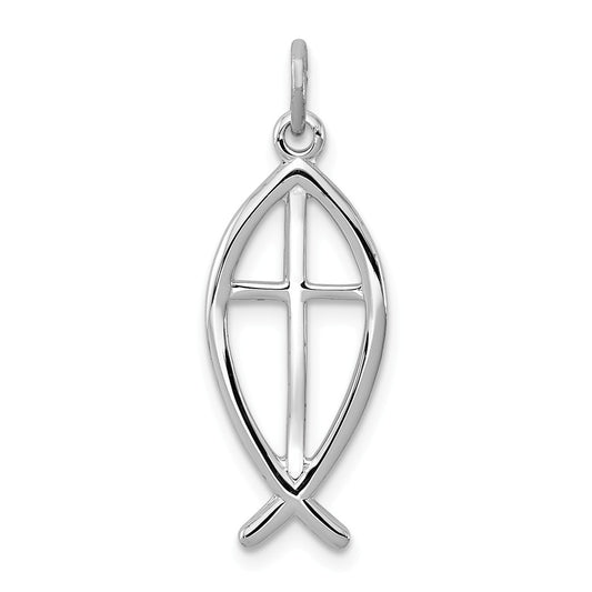Million Charms 925 Sterling Silver Rhodium-Plated Ichthus Fish Charm