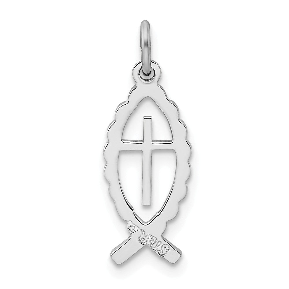 Million Charms 925 Sterling Silver Rhodium-Plated Ichthus Fish Charm
