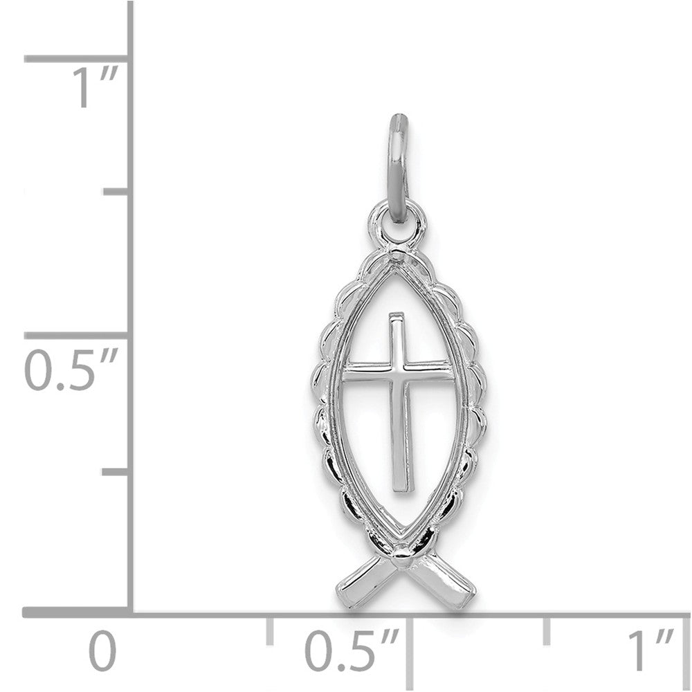 Million Charms 925 Sterling Silver Rhodium-Plated Ichthus Fish Charm