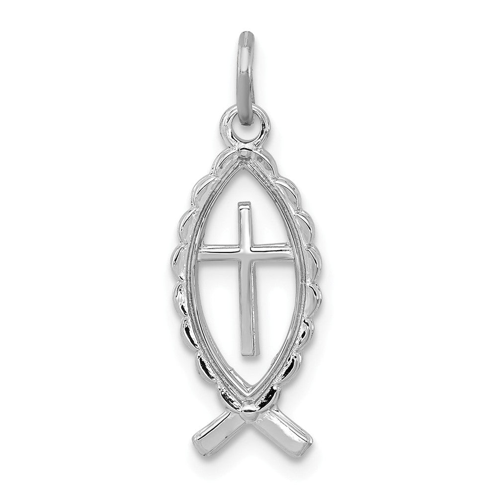 Million Charms 925 Sterling Silver Rhodium-Plated Ichthus Fish Charm