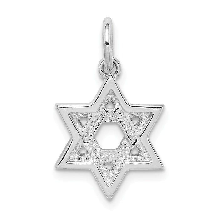 Million Charms 925 Sterling Silver Rhodium-Plated Enameled Blue Religious Jewish Star Of David Charm