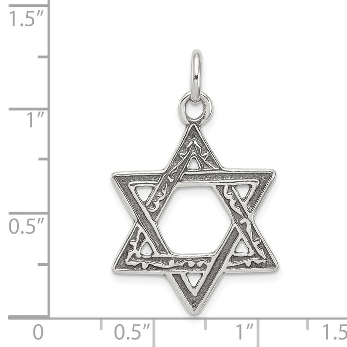 Million Charms 925 Sterling Silver Antiqued Religious Jewish Star Of David Charm