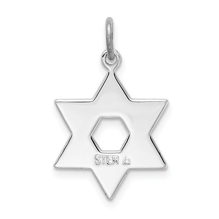 Million Charms 925 Sterling Silver Rhodium-Plated Religious Jewish Star Of David Charm