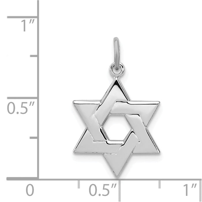 Million Charms 925 Sterling Silver Rhodium-Plated Religious Jewish Star Of David Charm