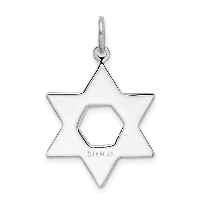 Million Charms 925 Sterling Silver Rhodium-Plated Religious Jewish Star Of David Charm