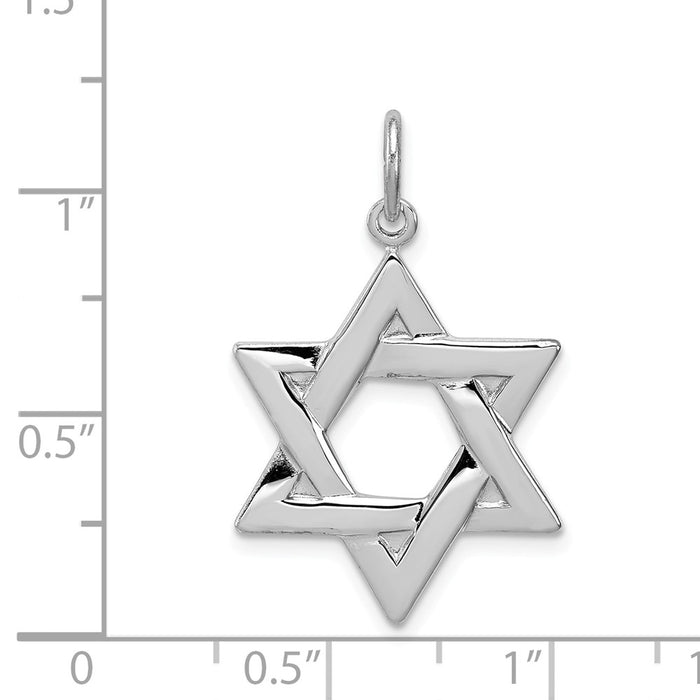 Million Charms 925 Sterling Silver Rhodium-Plated Religious Jewish Star Of David Charm