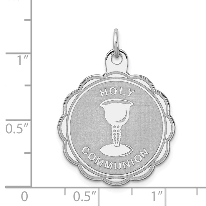 Million Charms 925 Sterling Silver Rhodium-Plated Religious Holy Communion Disc Charm