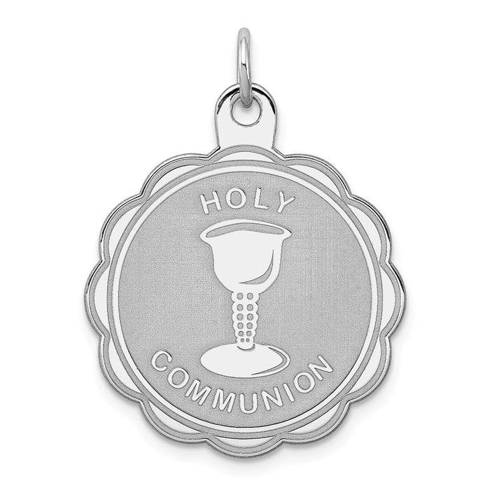 Million Charms 925 Sterling Silver Rhodium-Plated Religious Holy Communion Disc Charm
