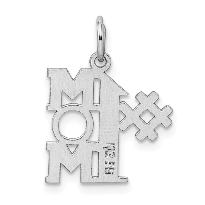 Million Charms 925 Sterling Silver Rhodium-Plated # 1 Mom Polished Charm