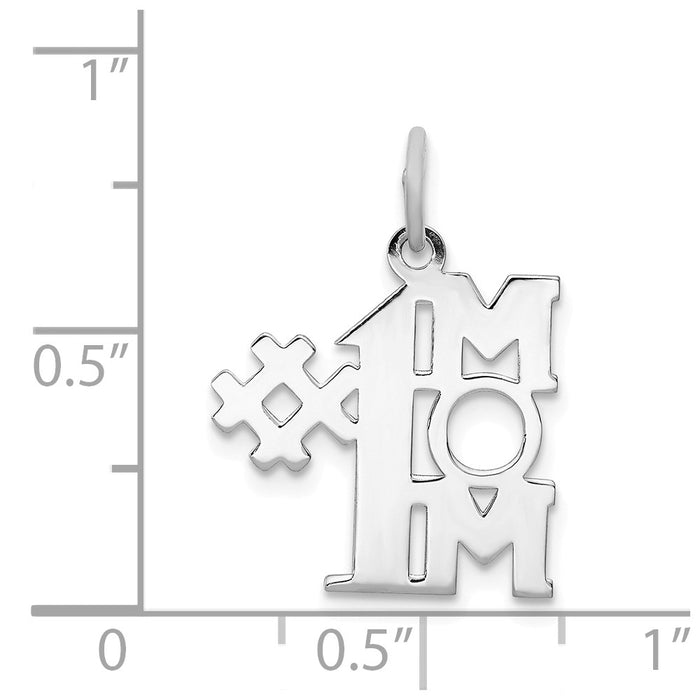 Million Charms 925 Sterling Silver Rhodium-Plated # 1 Mom Polished Charm