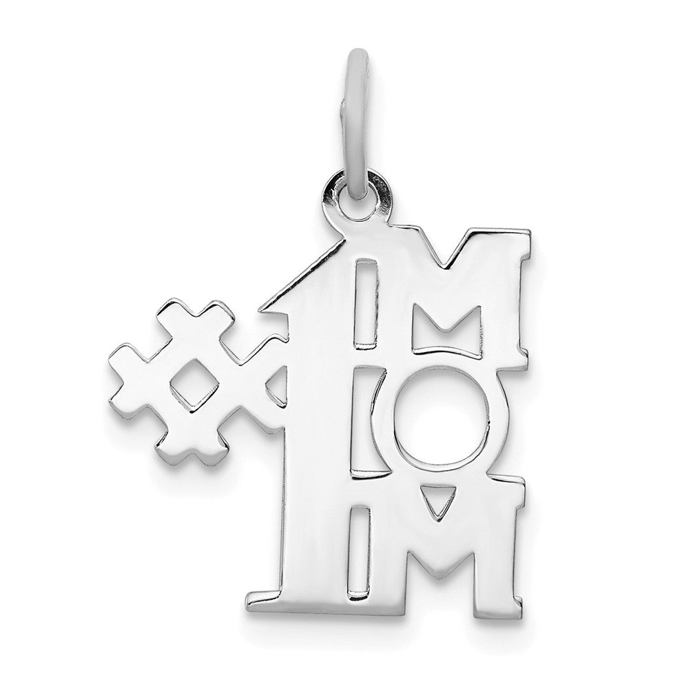 Million Charms 925 Sterling Silver Rhodium-Plated # 1 Mom Polished Charm