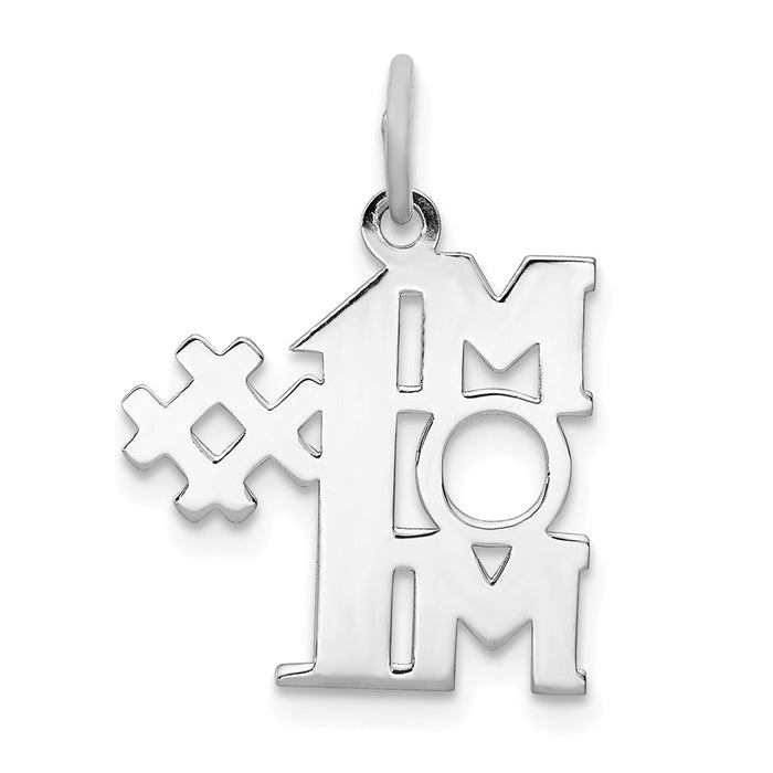 Million Charms 925 Sterling Silver Rhodium-Plated # 1 Mom Polished Charm