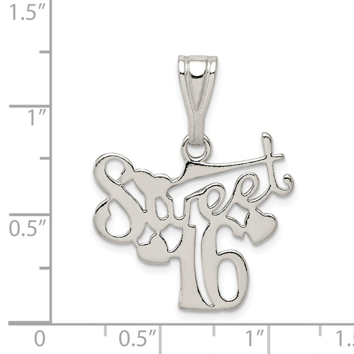 Million Charms 925 Sterling Silver Sweet 16 Birthday Pendant
