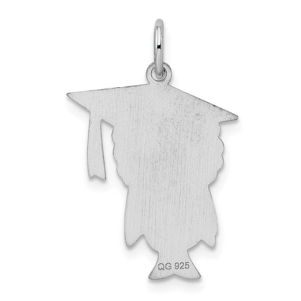 Million Charms 925 Sterling Silver Rhodium-Plated Owl Polished Charm