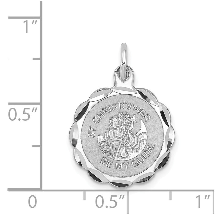 Million Charms 925 Sterling Silver Rhodium-Plated Religious Saint Christopher Medal Charm