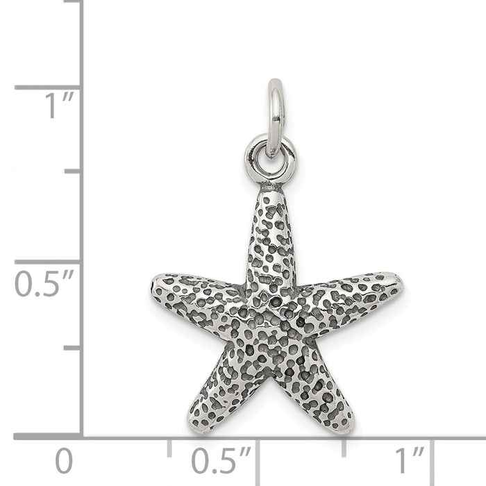 Million Charms 925 Sterling Silver Antiqued Nautical Starfish Charm