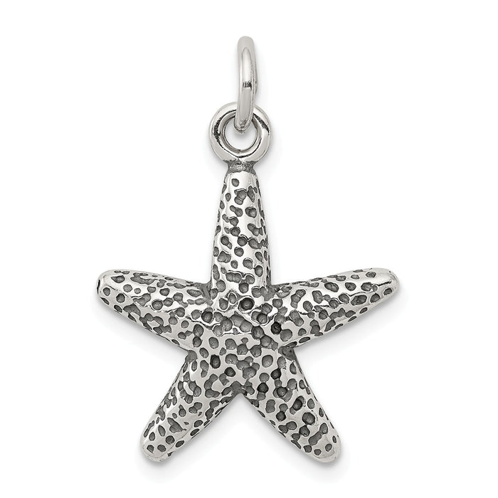 Million Charms 925 Sterling Silver Antiqued Nautical Starfish Charm