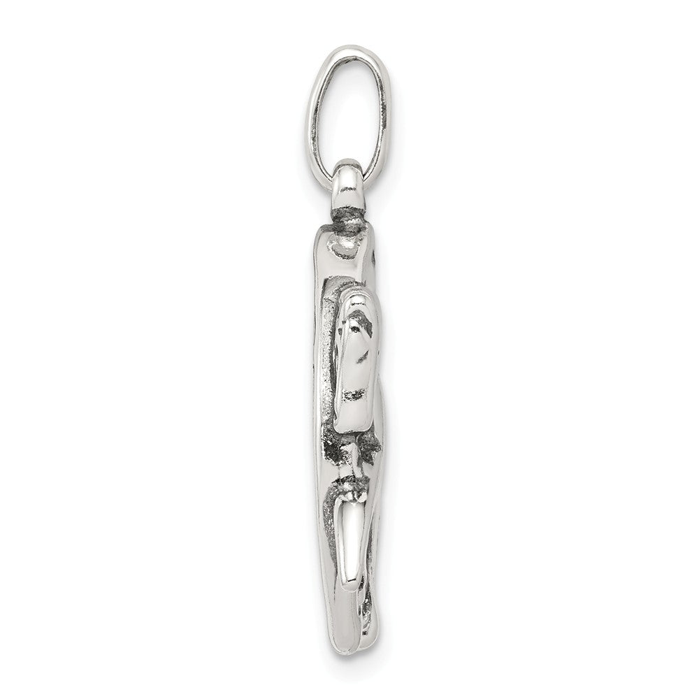 Million Charms 925 Sterling Silver Antiqued Horse In Horseshoe Charm