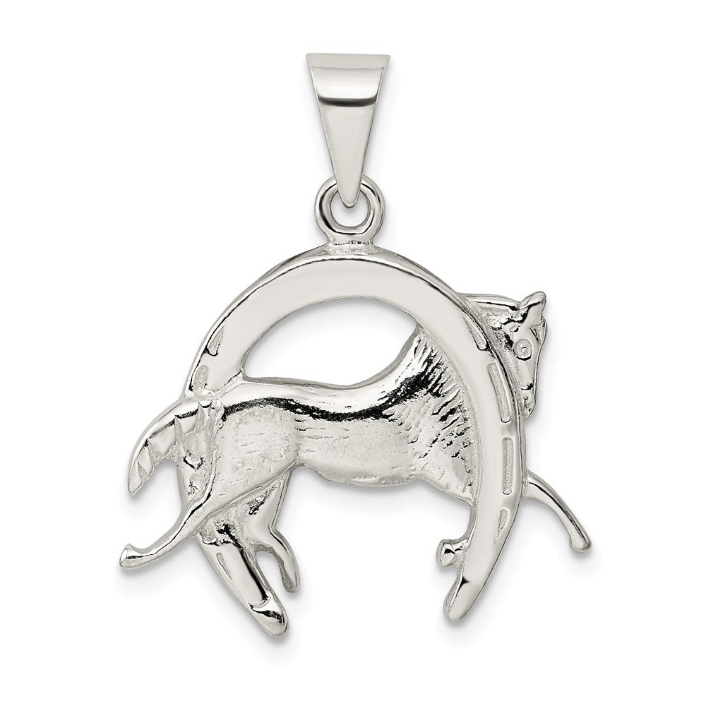 Million Charms 925 Sterling Silver Horse In Horseshoe Pendant