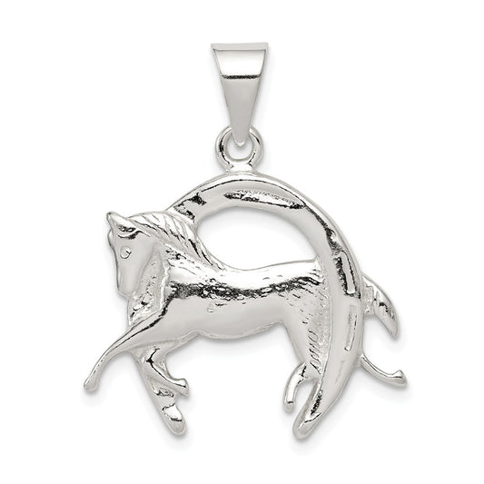 Million Charms 925 Sterling Silver Horse In Horseshoe Pendant