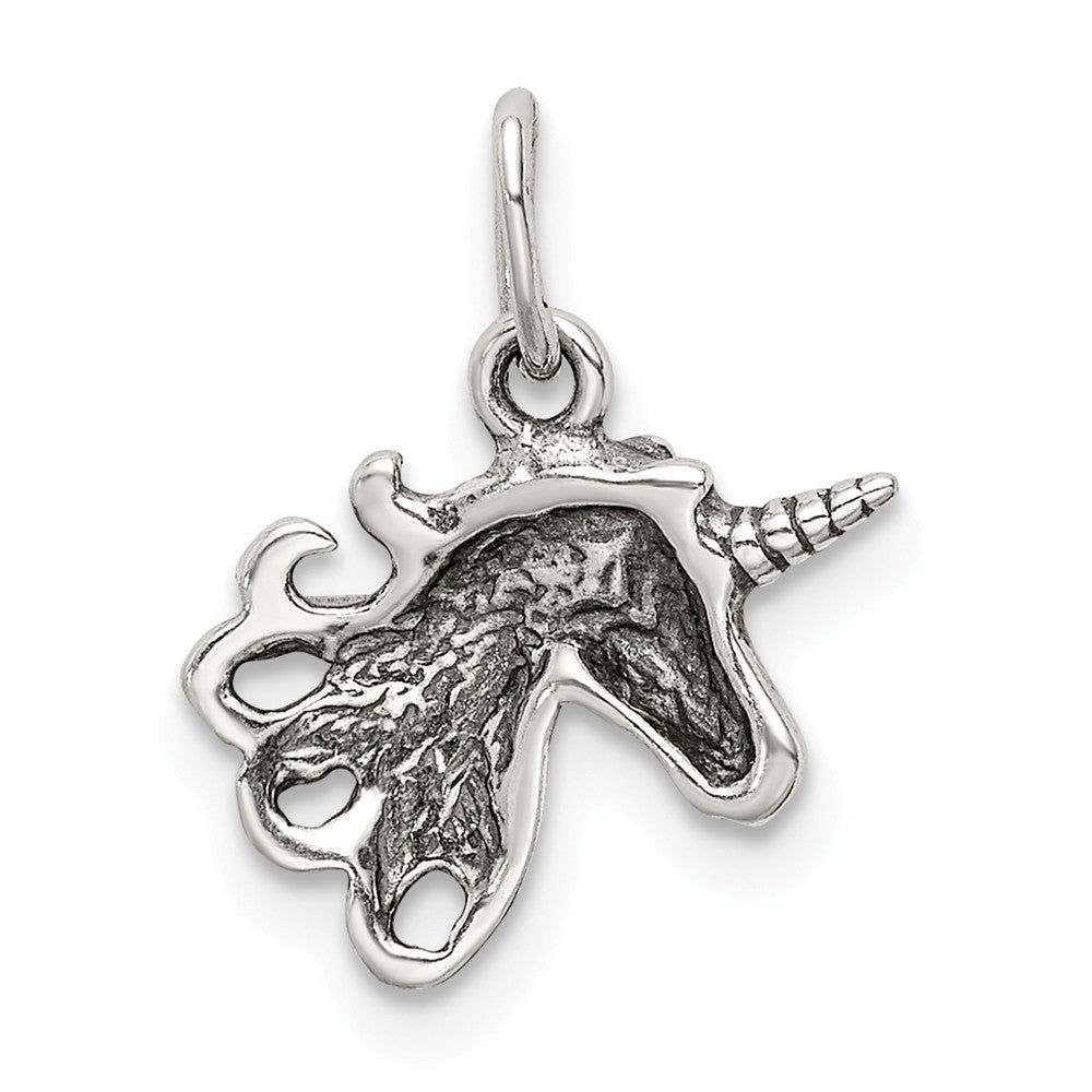 Million Charms 925 Sterling Silver Antiqued Unicorn Head Charm
