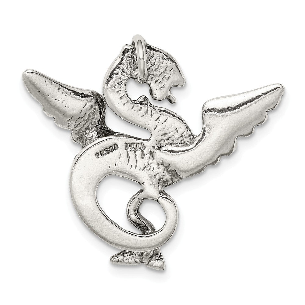 Million Charms 925 Sterling Silver Antiqued Dragon Charm