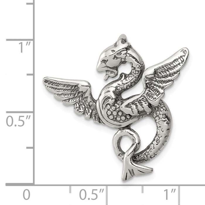 Million Charms 925 Sterling Silver Antiqued Dragon Charm