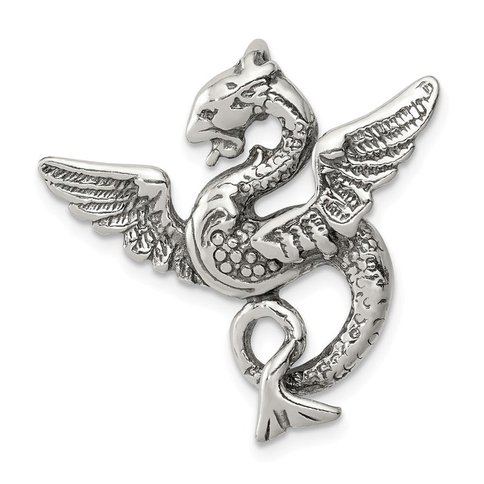 Million Charms 925 Sterling Silver Antiqued Dragon Charm