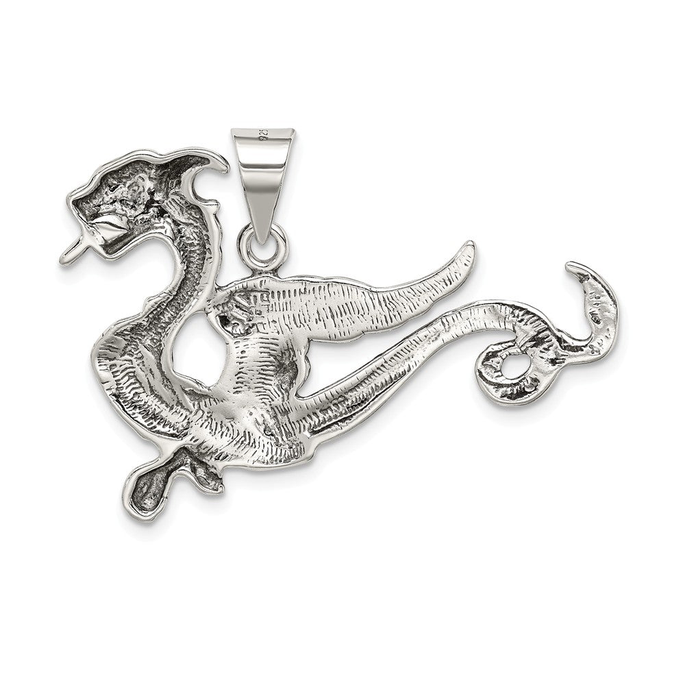 Million Charms 925 Sterling Silver Antiqued Dragon Charm