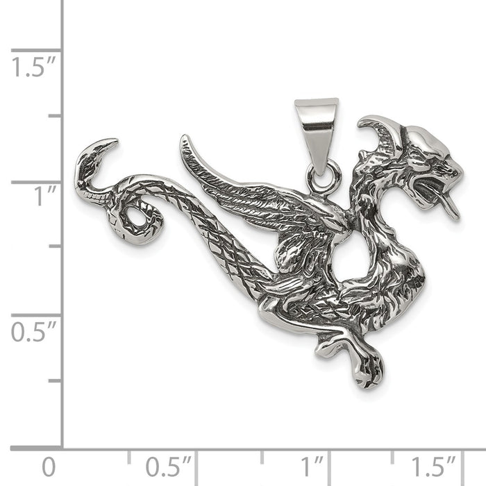 Million Charms 925 Sterling Silver Antiqued Dragon Charm