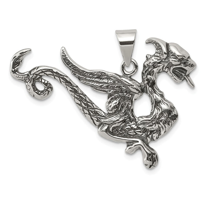 Million Charms 925 Sterling Silver Antiqued Dragon Charm