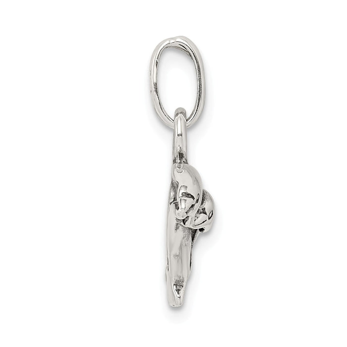 Million Charms 925 Sterling Silver Antiqued Dolphins Charm