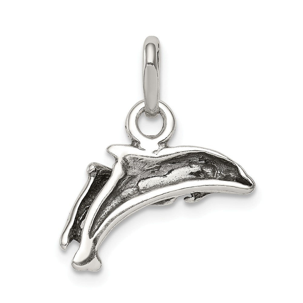 Million Charms 925 Sterling Silver Antiqued Dolphins Charm