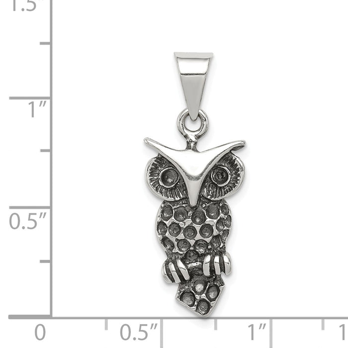 Million Charms 925 Sterling Silver Antiqued Owl Charm