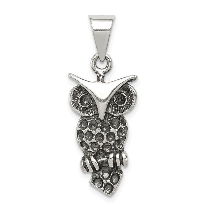 Million Charms 925 Sterling Silver Antiqued Owl Charm
