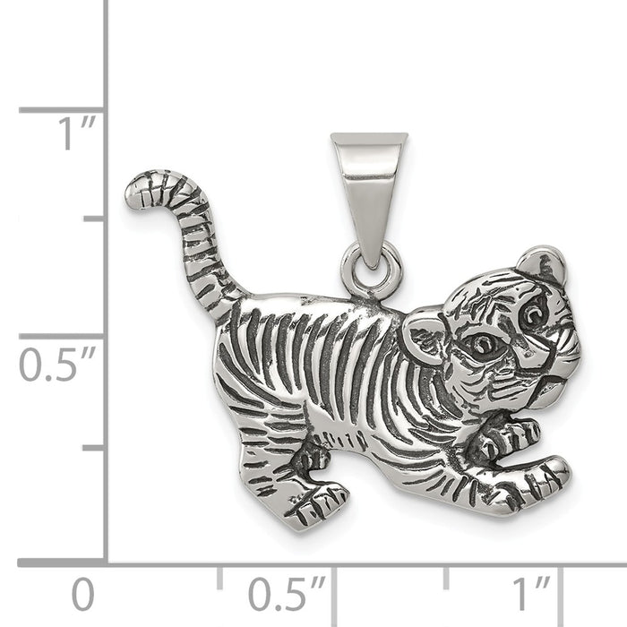 Million Charms 925 Sterling Silver Antiqued Tiger Charm